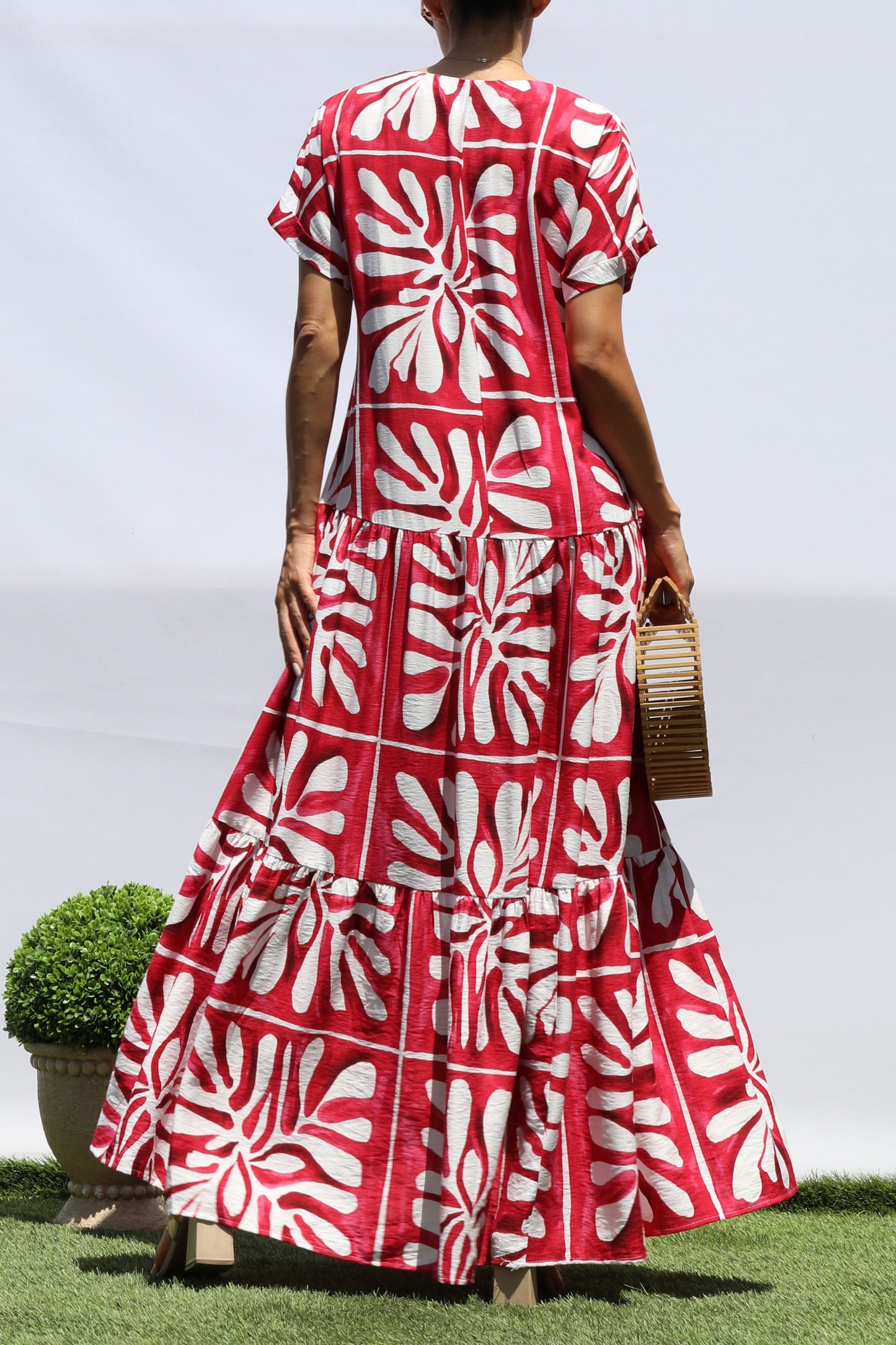 Printed Loose Fit Tiered Maxi Dress