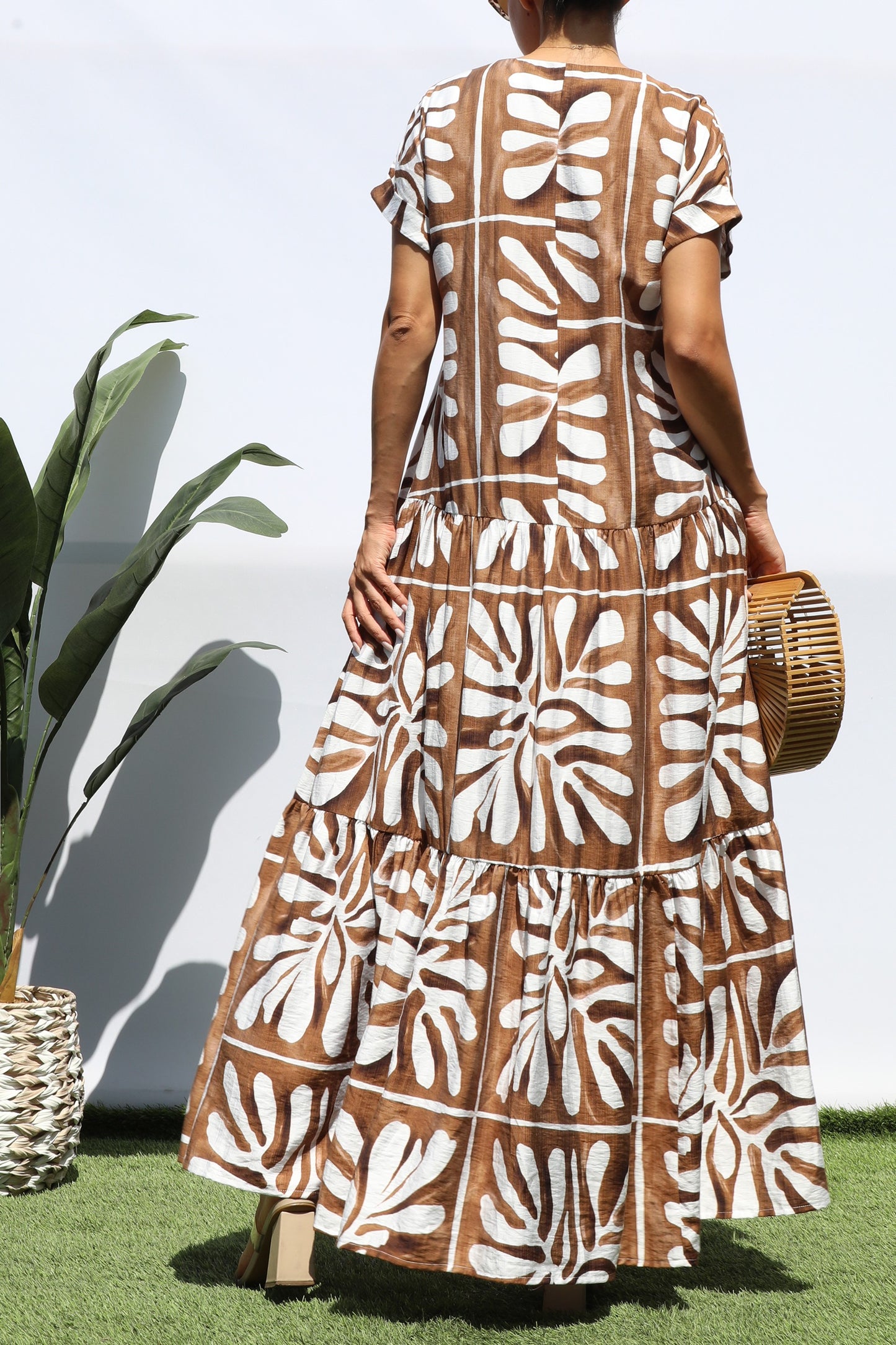 Printed Loose Fit Tiered Maxi Dress