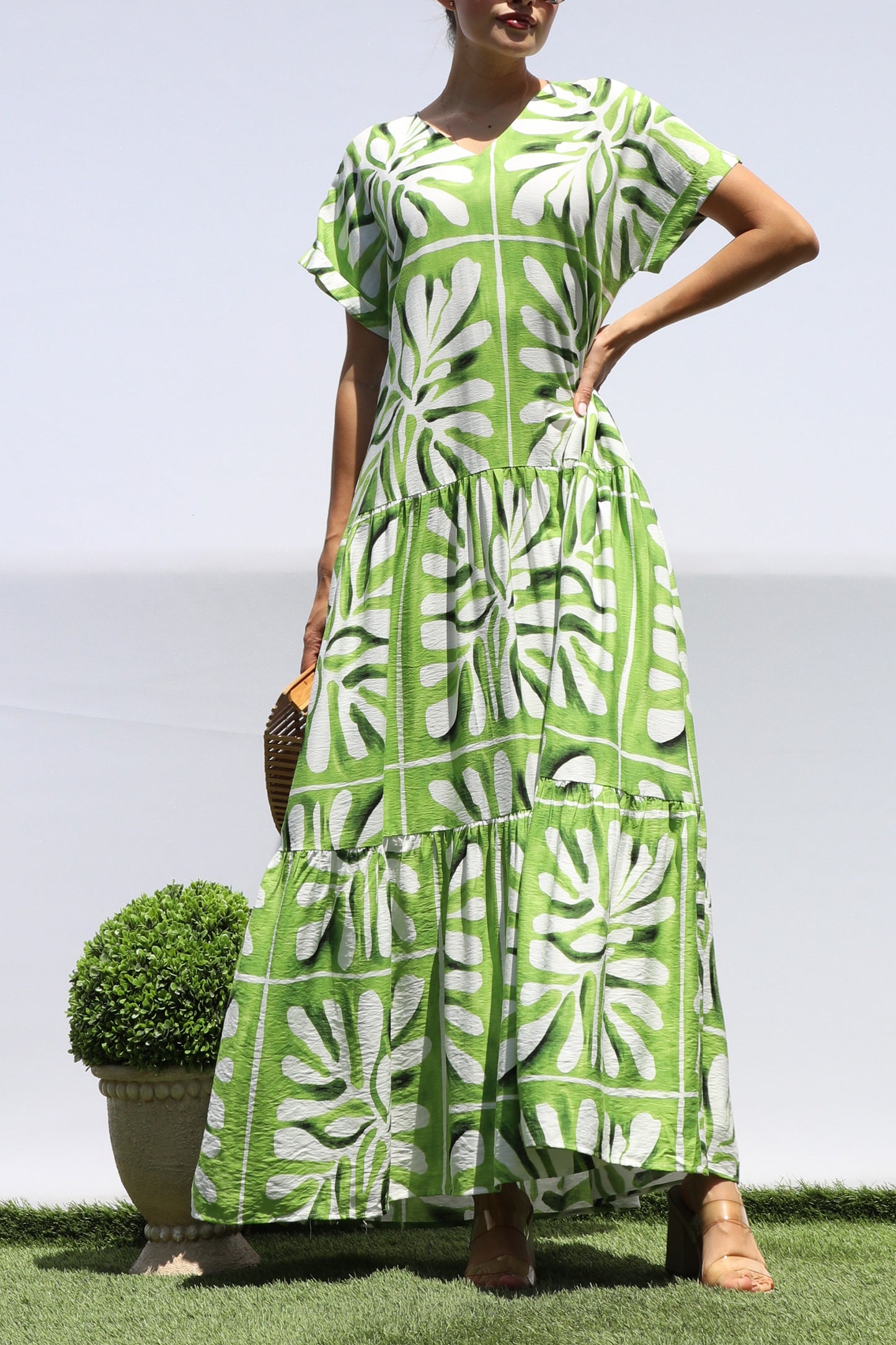 Printed Loose Fit Tiered Maxi Dress