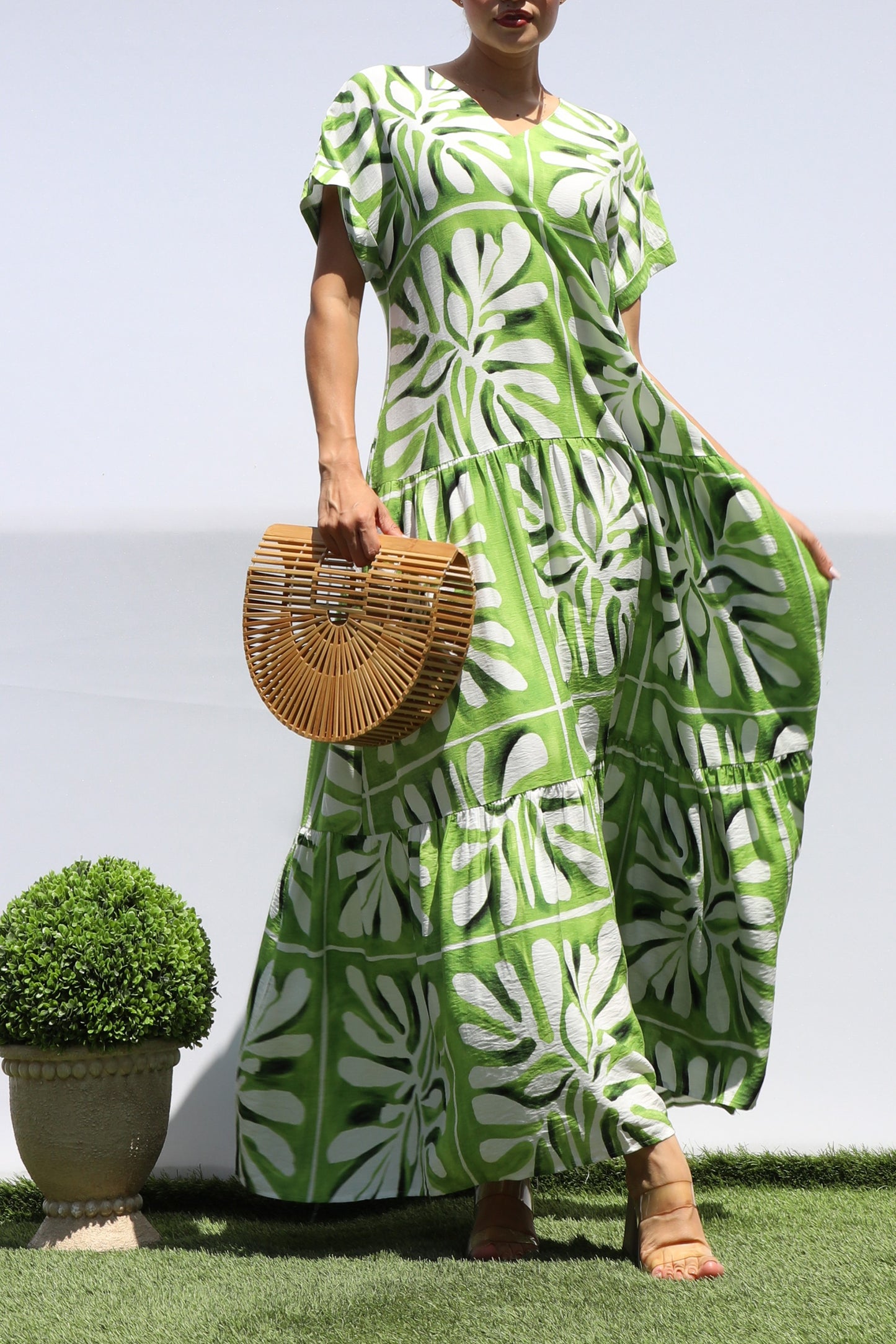 Printed Loose Fit Tiered Maxi Dress