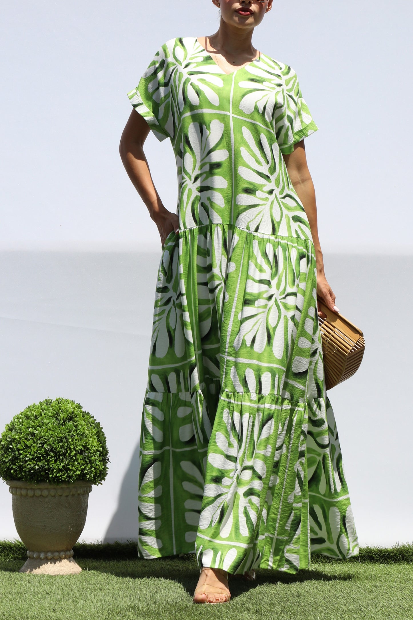 Printed Loose Fit Tiered Maxi Dress
