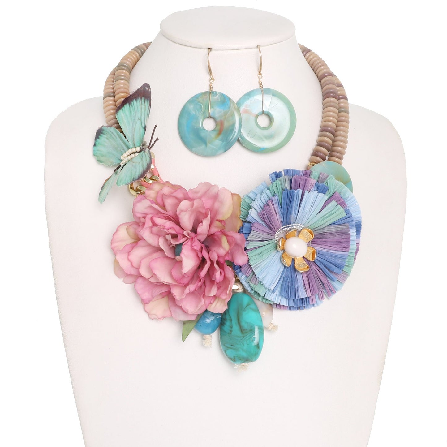 Boho Bold Floral Accent Statement Necklace