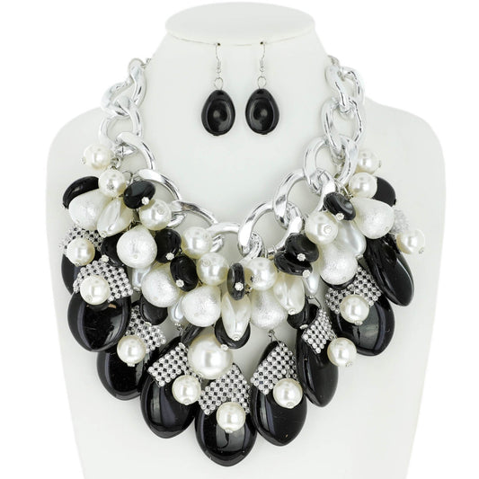 BLACK Houndstooth Necklace Set