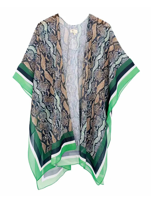 Green-Brown Snake Pattern Kimono