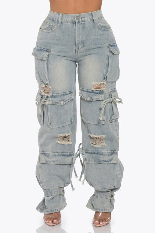 Light Denim Cargo Jeans