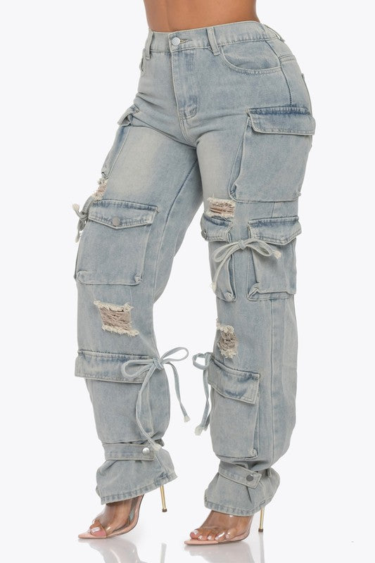 Light Denim Cargo Jeans