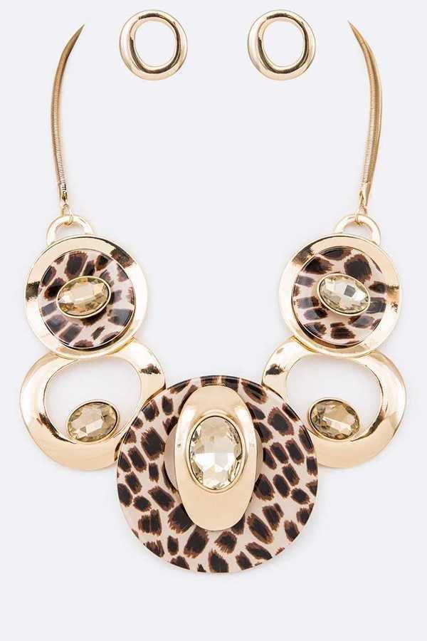 Leopard Print Necklace Set