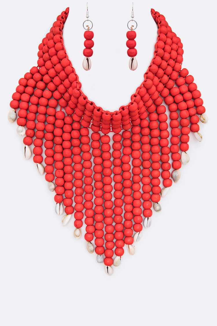 Wood Bead Necklace Set