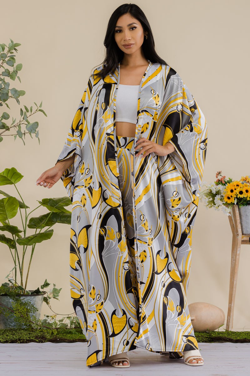 2Pc Kimono Set Gray