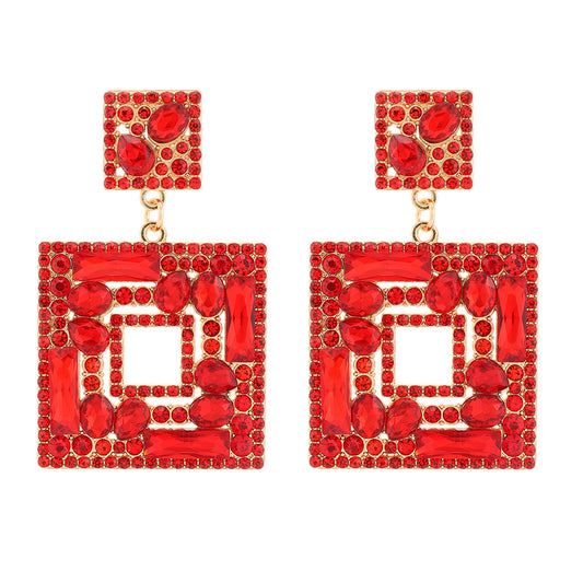 Red Crystal Stone Earrings